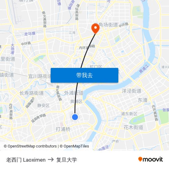 老西门 Laoximen to 复旦大学 map