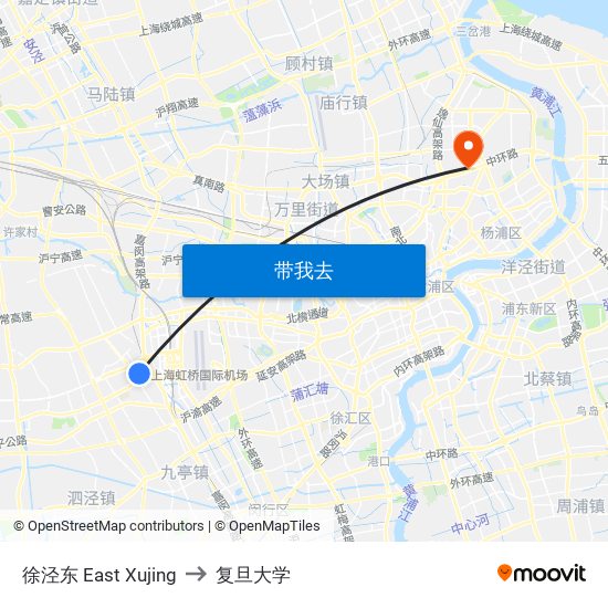 徐泾东 East Xujing to 复旦大学 map