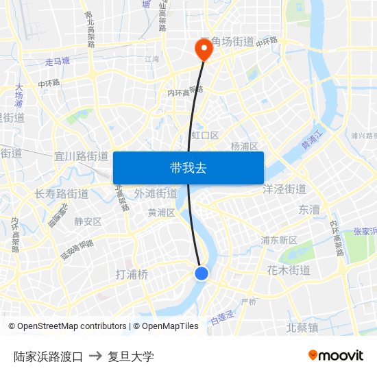 陆家浜路渡口 to 复旦大学 map