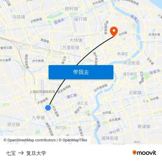 七宝 to 复旦大学 map
