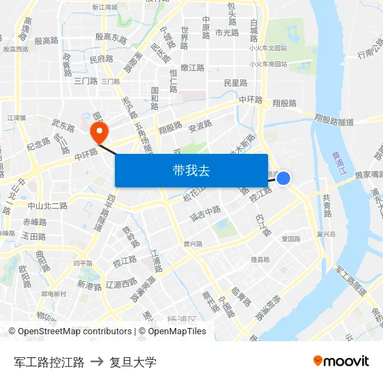 军工路控江路 to 复旦大学 map