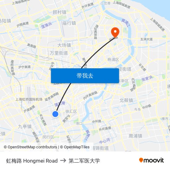 虹梅路 Hongmei Road to 第二军医大学 map