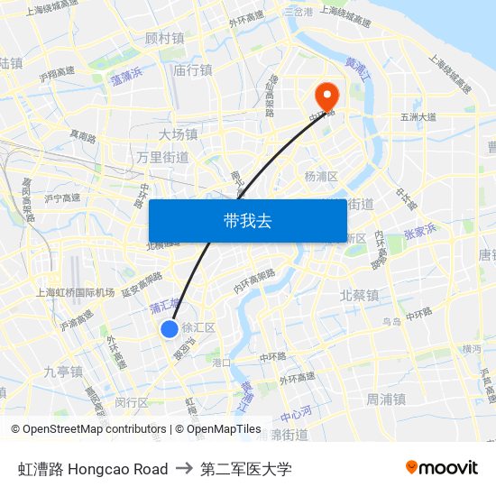 虹漕路 Hongcao Road to 第二军医大学 map