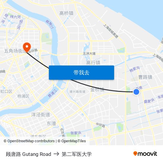 顾唐路 Gutang Road to 第二军医大学 map