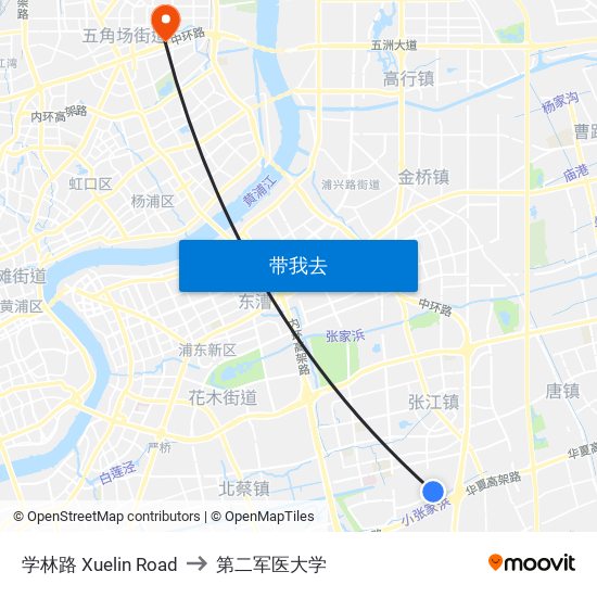 学林路 Xuelin Road to 第二军医大学 map