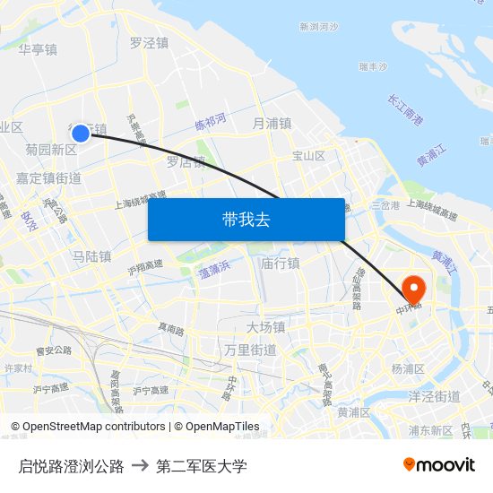 启悦路澄浏公路 to 第二军医大学 map