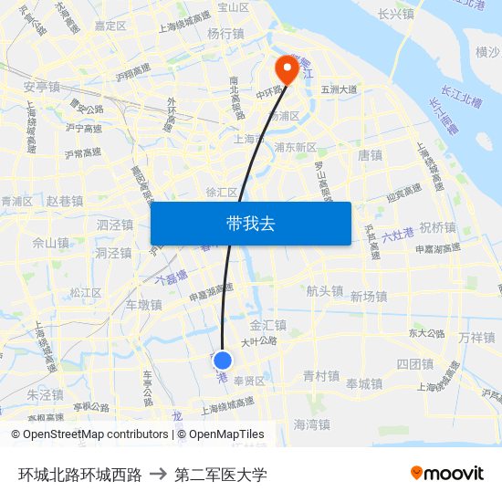 环城北路环城西路 to 第二军医大学 map