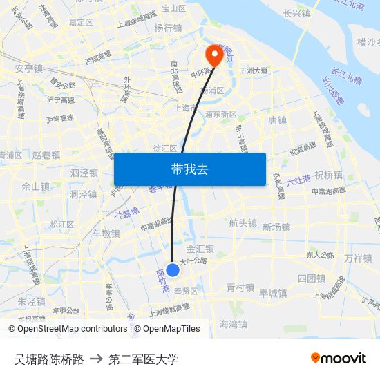 吴塘路陈桥路 to 第二军医大学 map