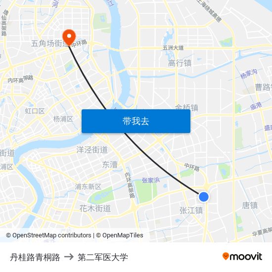 丹桂路青桐路 to 第二军医大学 map