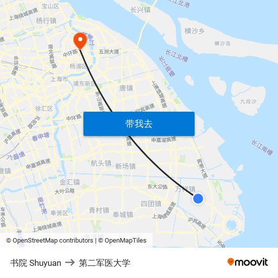 书院 Shuyuan to 第二军医大学 map