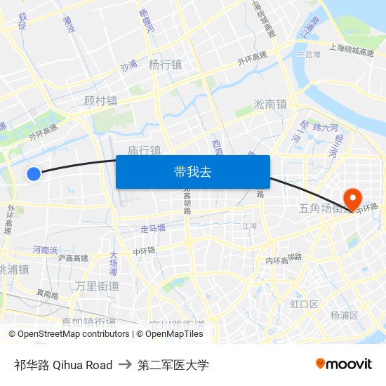 祁华路 Qihua Road to 第二军医大学 map