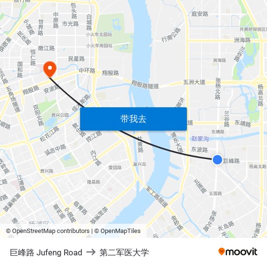 巨峰路 Jufeng Road to 第二军医大学 map