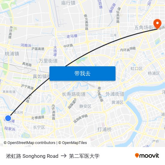 淞虹路 Songhong Road to 第二军医大学 map