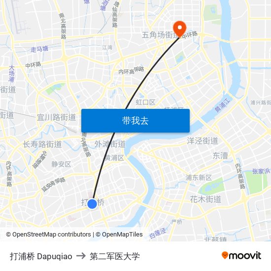 打浦桥 Dapuqiao to 第二军医大学 map