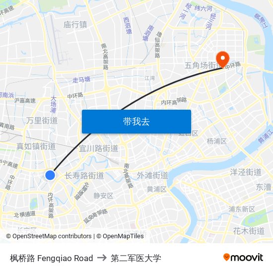 枫桥路 Fengqiao Road to 第二军医大学 map
