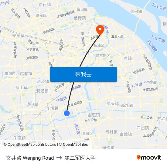文井路 Wenjing Road to 第二军医大学 map