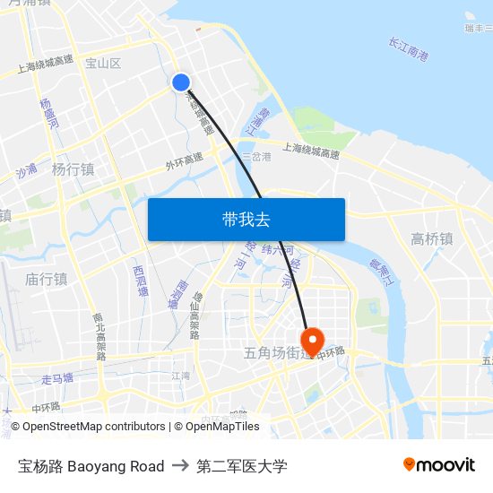 宝杨路 Baoyang Road to 第二军医大学 map