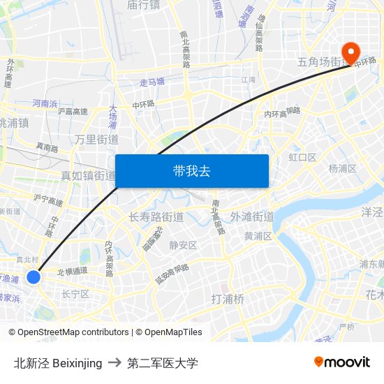 北新泾 Beixinjing to 第二军医大学 map