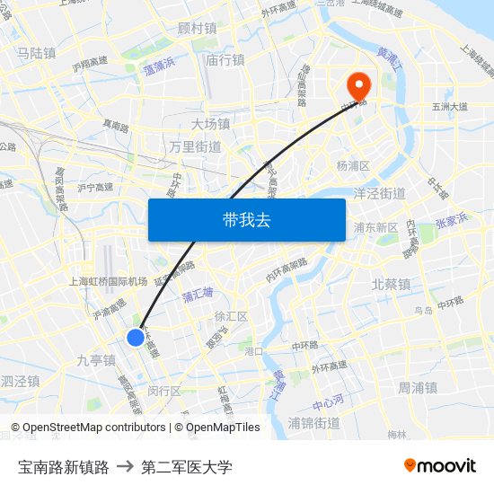 宝南路新镇路 to 第二军医大学 map