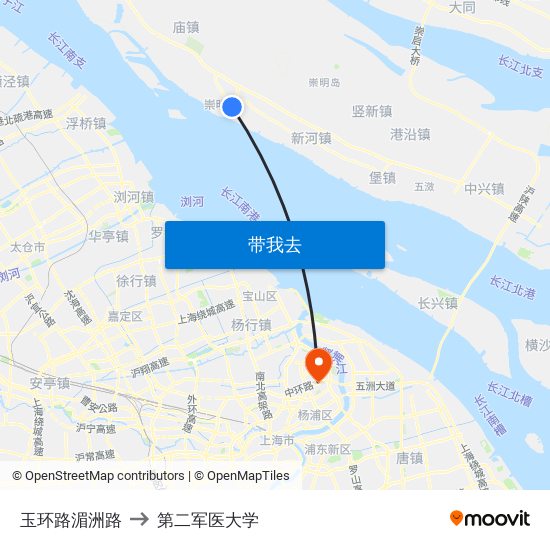 玉环路湄洲路 to 第二军医大学 map