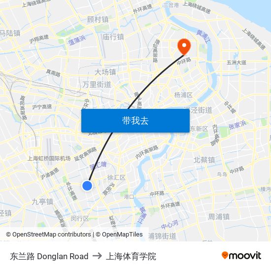 东兰路 Donglan Road to 上海体育学院 map