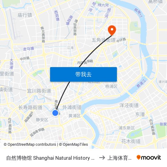 自然博物馆 Shanghai Natural History Museum to 上海体育学院 map