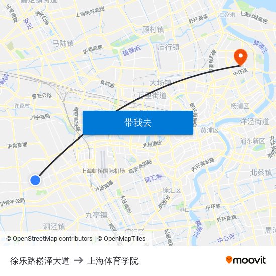 徐乐路崧泽大道 to 上海体育学院 map