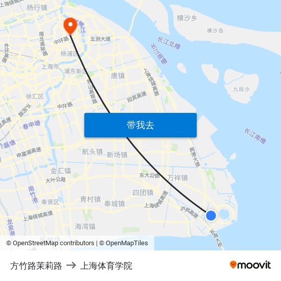 方竹路茉莉路 to 上海体育学院 map