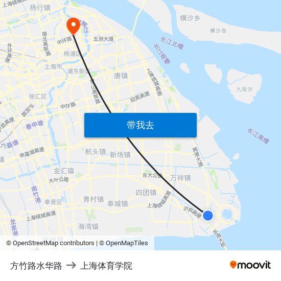 方竹路水华路 to 上海体育学院 map