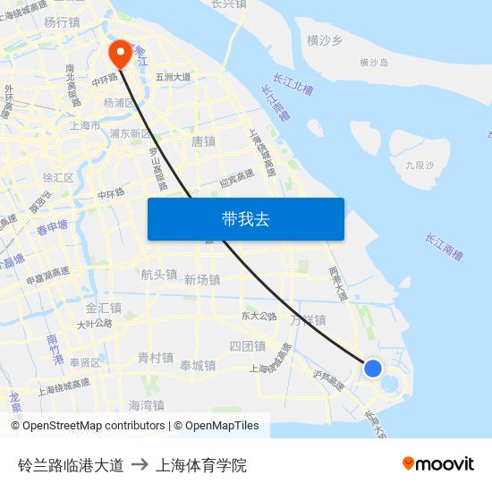 铃兰路临港大道 to 上海体育学院 map