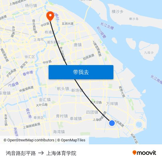 鸿音路彭平路 to 上海体育学院 map