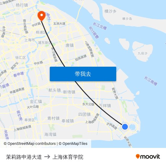 茉莉路申港大道 to 上海体育学院 map