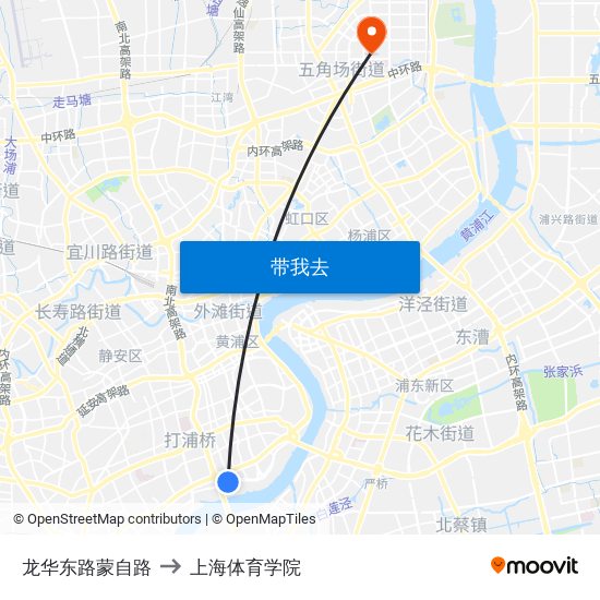 龙华东路蒙自路 to 上海体育学院 map