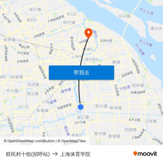 联民村十组(招呼站) to 上海体育学院 map