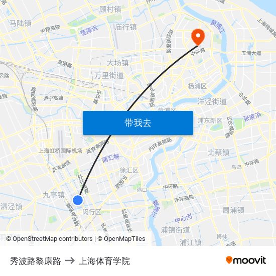 秀波路黎康路 to 上海体育学院 map