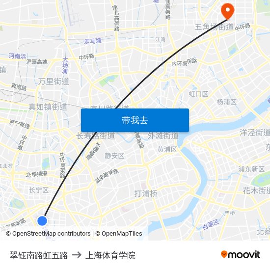 翠钰南路虹五路 to 上海体育学院 map