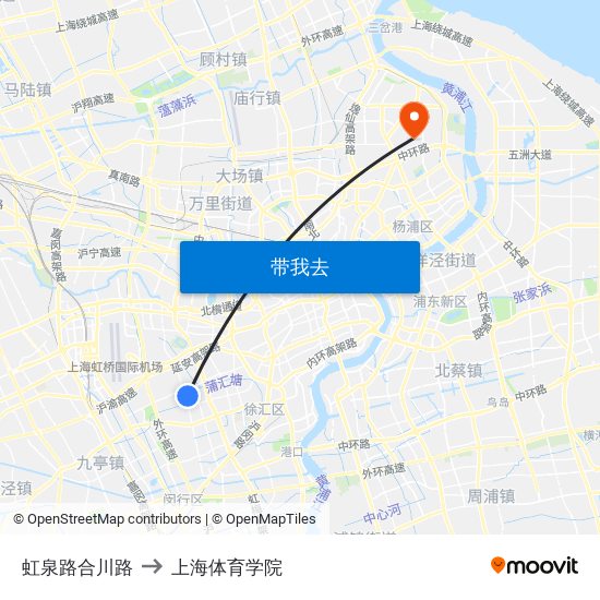 虹泉路合川路 to 上海体育学院 map