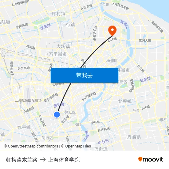 虹梅路东兰路 to 上海体育学院 map