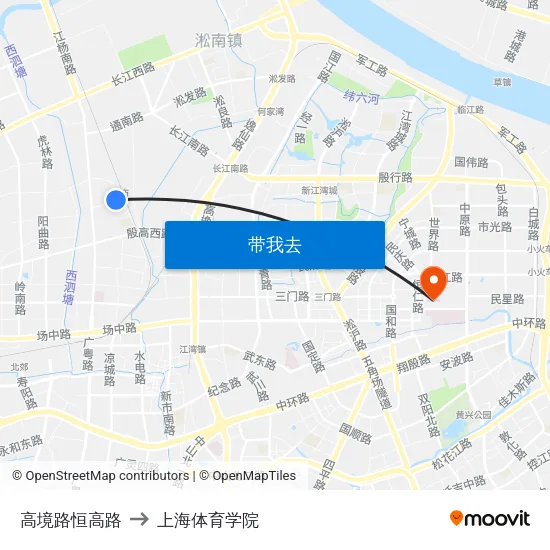 高境路恒高路 to 上海体育学院 map