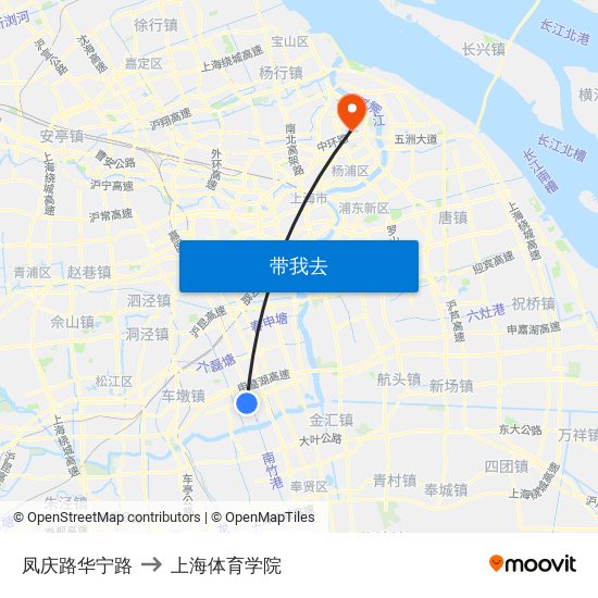 凤庆路华宁路 to 上海体育学院 map