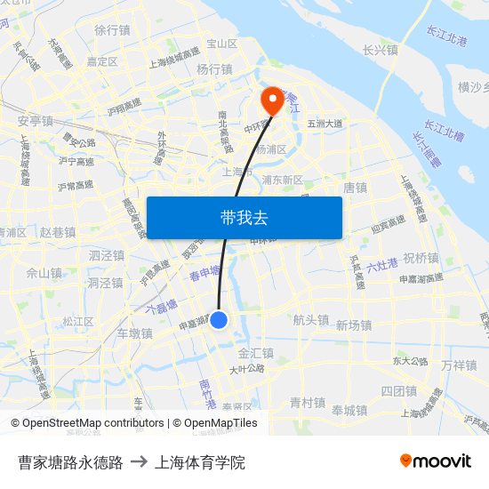 曹家塘路永德路 to 上海体育学院 map