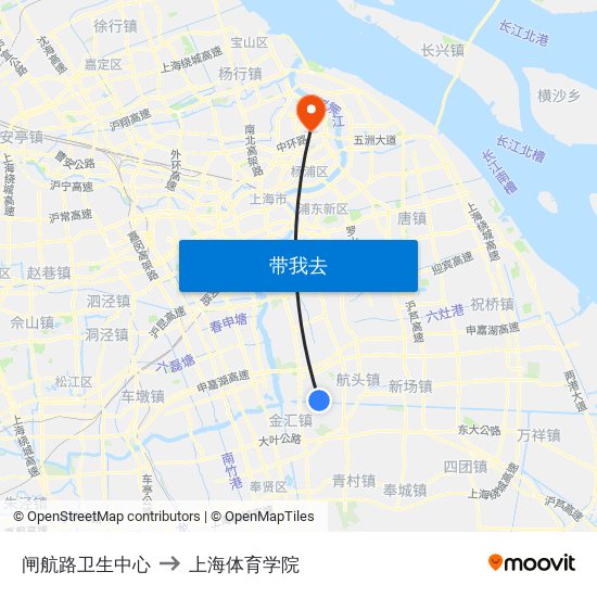 闸航路卫生中心 to 上海体育学院 map