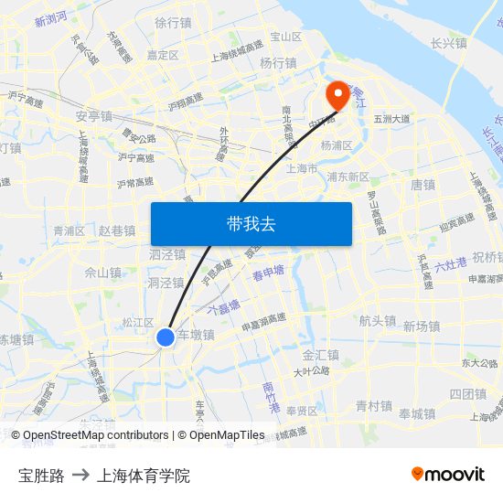 宝胜路 to 上海体育学院 map