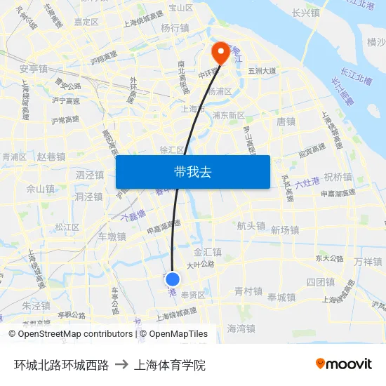 环城北路环城西路 to 上海体育学院 map