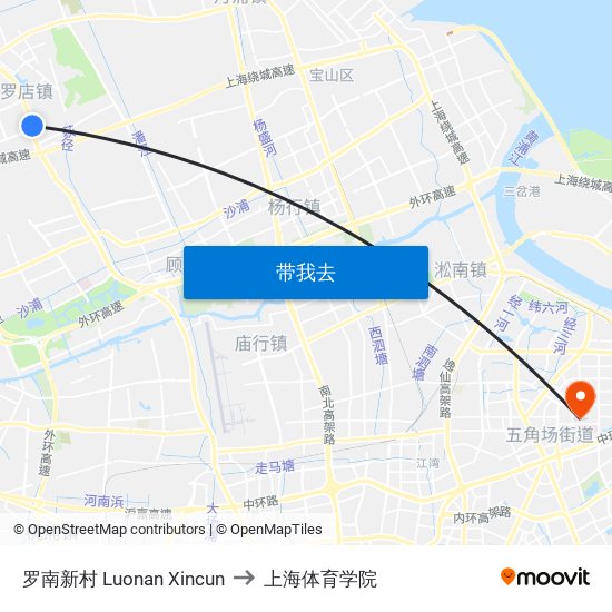 罗南新村 Luonan Xincun to 上海体育学院 map