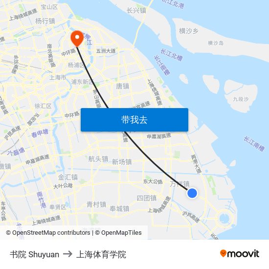 书院 Shuyuan to 上海体育学院 map
