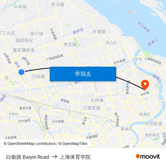 白银路 Baiyin Road to 上海体育学院 map