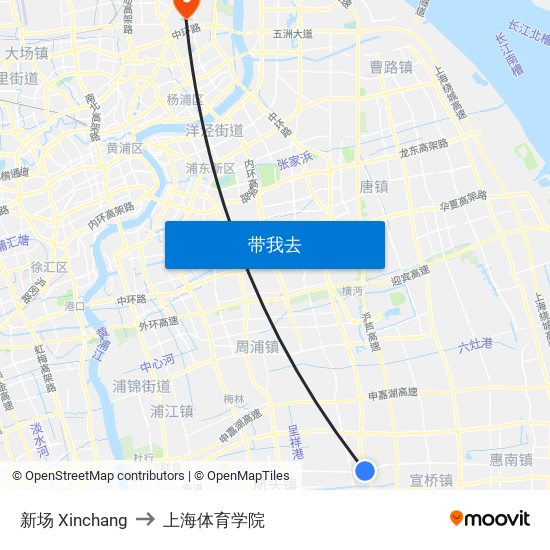 新场 Xinchang to 上海体育学院 map