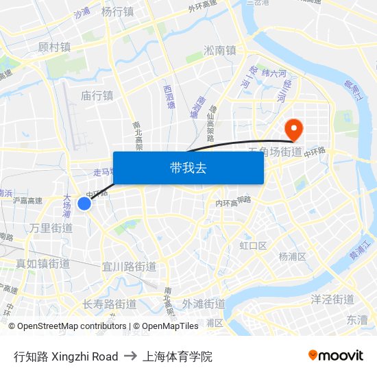 行知路 Xingzhi Road to 上海体育学院 map