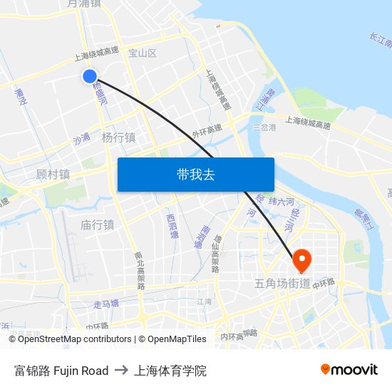 富锦路 Fujin Road to 上海体育学院 map